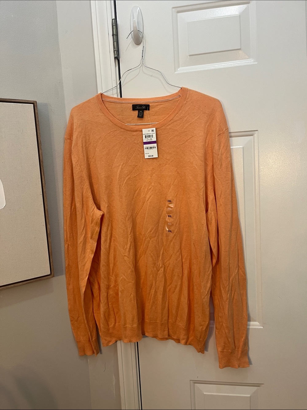 Tasso Elba Lightweight Light Peach-Orange Crewneck Sweater